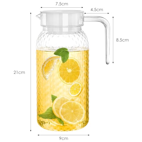2 Pack 1L Acrylic Pitcher, Water Jug with Lid, Water Jug for Fridge Transparent Juice Pitche, BPA-Free & Shatter-Proof Beverage Pitcher Plastic Juice Container for Hot/Cold Ice Tea Coffee Milk - Image 3