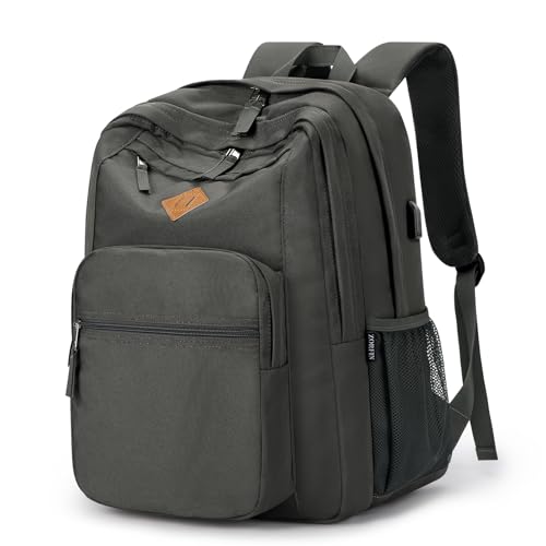 Image of ZORFIN 36L Backpack for College, and Travel: Water Resistant Bookbag with 8 Compartments - Forge Grey