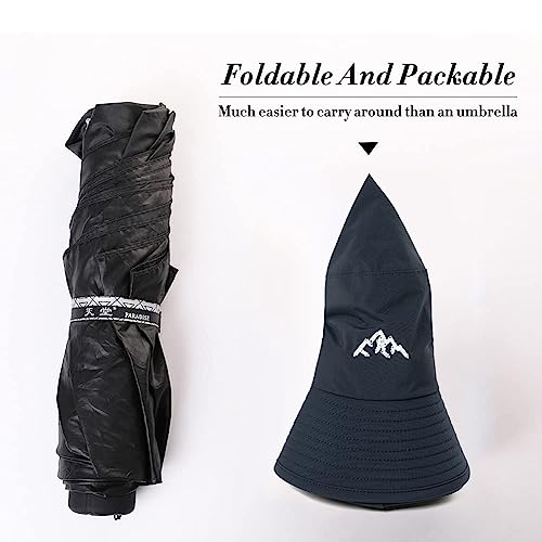 Comhats Wasserdichter Bucket Hat für kleine Köpfe, Outdoor-Hut zum Wandern, Golfen, Safari, Angeln, Wandern - Regenhüte - UPF 50+ Sonnenhut verstellbar, faltbar, Winddicht L Marineblau