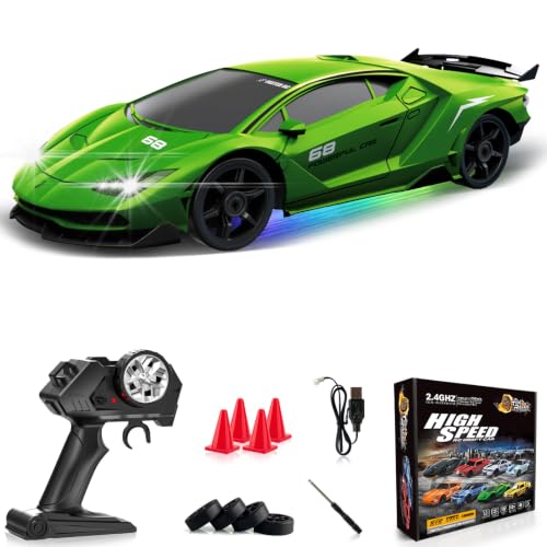 Everbigmai RC Drift Car 1:24 Remote Control Car 4WD 15KM/H High Speed Racing Sport Car with LED...