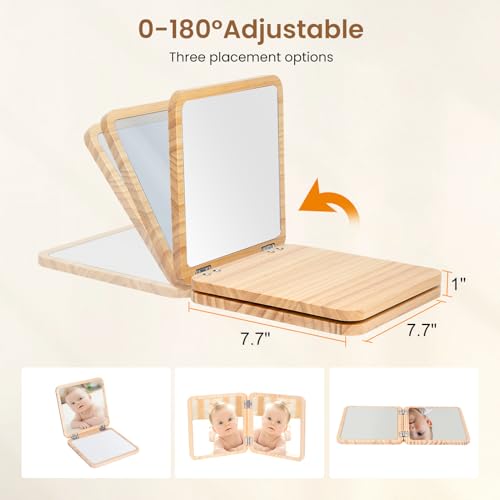 Image of Tummy Time Mirror, Adjustable Montessori Mirror Play Set for 0-18 Months