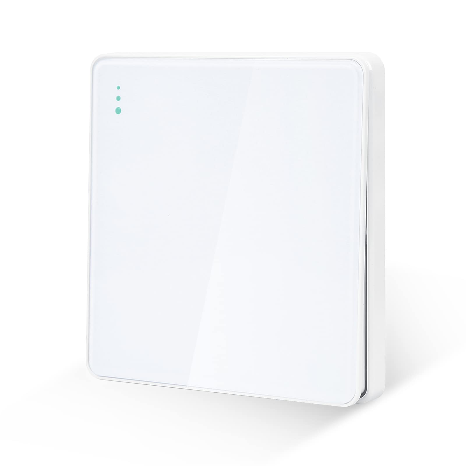 JIMEIDA Rocker Light Switch with Phosphor Dots, White Glass Crystal On/Off Toggle Switch, 1-Way 16A Large Panel Push Button Single Light Switch,1 Gang