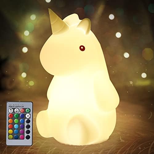 CusieryMax Unicorn Night Light, 16 Colors Remote Control Night Light for Kids Girls Bedroom, Rechargeable and Dimmable LED Unicorn Lamp, Unicorns Gifts for Girls Room Decor