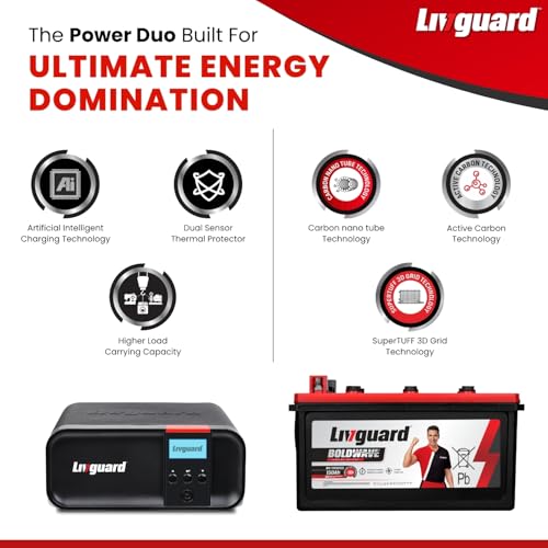Image of Livguard Sineverter Pro with LCD Display 900VA /12V Pure Sinewave Inverter with Livguard 150Ah Short Tubular Jumbo Inverter Battery |Reliable Power Backup for Home, Office, and Shops