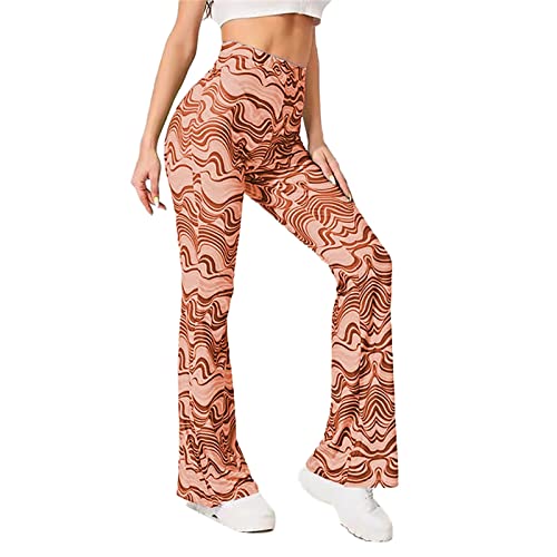 Leggins deportivos mujer Push Up, pantalones chándal mujer crossover leggings campana elásticos medias cintura alta pantacollant booty pantalones pierna ancha talla grande para jogging gym danza, A.,