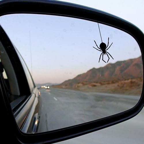 Image of Halloween Spider Rearview Mirror Decal - 3 Pcs Funny Vanity Stickers, Car Accessories, Rear View Decor (Spider)