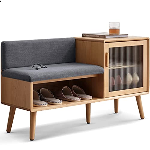 Entryway Bench,Shoe Bench Rack,Entryway Home Door with Seat,Modern Double Layer Shoe Changing Stool,Entrance Shoe Cabinet with Soft Cushion,Storage Stool (Color : Grey)