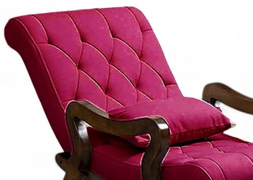 Image of Wood Modern Ergonomic Rocking Chair Including with Cushain Footrest for Relaxing | Rolling Chair for Living Room (Maroon)