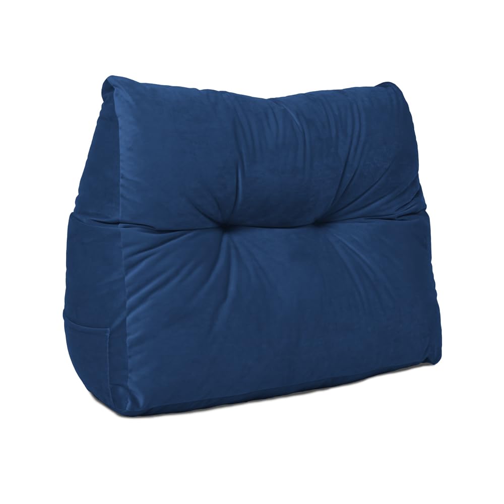 Lancashire Textiles Peacock 20 X 50 X 60Cm (Armchair) Luxury Velvet Triangular Wedge Bedroom Armchair Headboard Cushion - Headboard Bolster Support Pillow For Bed, Sofa, Chair - Made In Britain