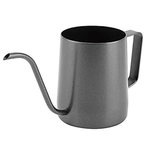 Roestvrijstalen Zwanenhals Koffiepot, 350 ml Theepot Smalle Uitloop Koffie Druppelpot Ketel voor Home Office Bar(Zwart)