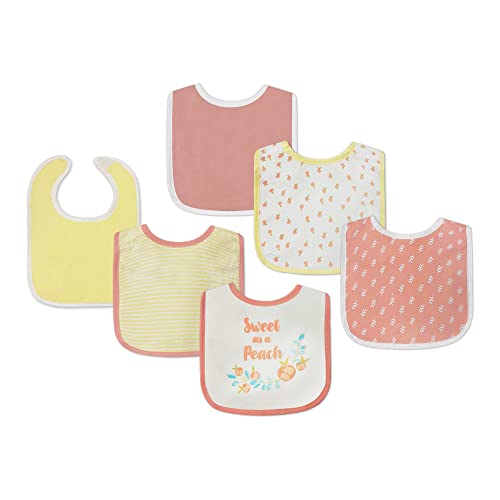 Image of MODERN BABY Baby Bibs for Girls 6 Pack Drooler Bibs for Infants & Babies One Size Adjustable Closure, Peach