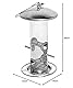 dobar® 10089 Vogelfuttersäule mit Edelstahlschlaufe - Futterstation für Wildvögel - Futterspender Acryglassilo für Sämereien - Futtertablet Stahl für Garten/Terrasse/Balkon - Ø 14 cm x 26 cm - Silber