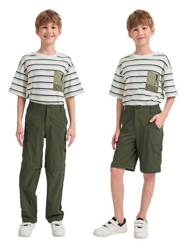 Kids' Cargo Pants, Boys Convertible Hiking Pants, Boy Zip Off Outdoor Casual Pants Quick Dry Climbing Trousers for Youth3