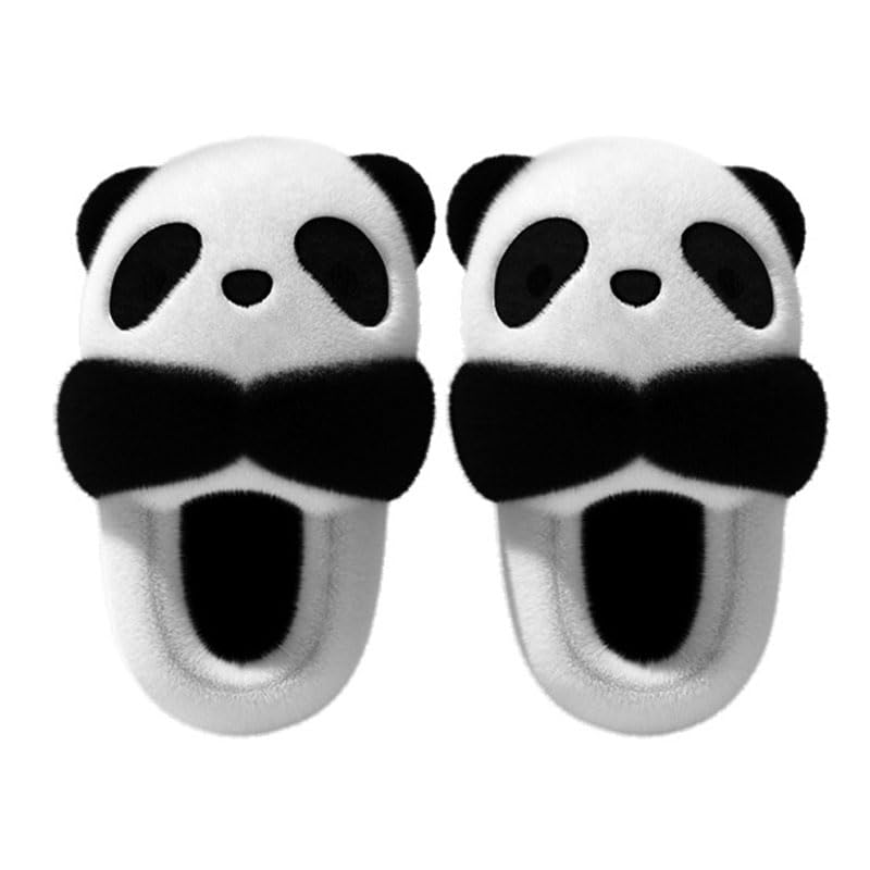 Zureto Plush Panda Slippers Unisex, Women Kids Cute Animal Slippers 3D Cotton House Shoes for Adults
