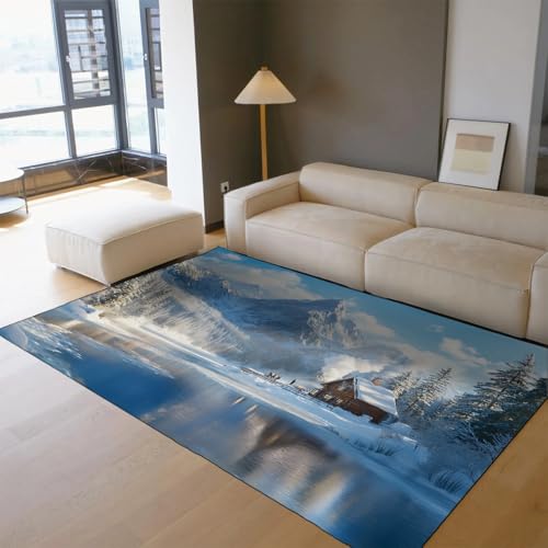 Tapis de décoration intérieure imprimé paysage naturel lavable