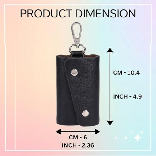 Image of Leather Key Pouch Keychain for Men & Women - Key Holder Wallet with Key Ring | Compact Key Organizer Case for Car Keys, House Keys & Coins | Small Leather Key Wallet Pouch