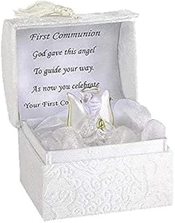 Guardian Angel Ornament Gifts and Keepsake, A Gold Gilded Crystal Glass Figurine with Inspirational Prayer for your Special Ones on Holy Occasions (FootPrints)