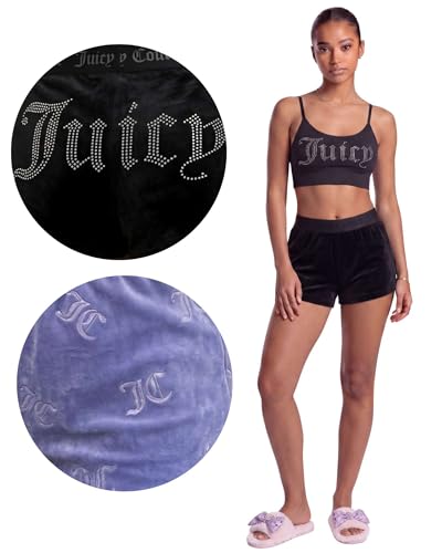 Image of Juicy Couture Women's Velvet Fleece Pajama Shorts, Designer Sleep and Lounge Shorts for Women
