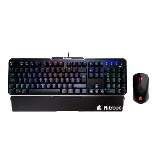 Nitropc - Combo Extremo Lite | Accesorios Gaming (Teclado óptico y mecánico RGB NK10, Switches reemplazables, QWERTY | Ratón inalámbrico NM1 Pro, Alta precisión, 6 Botones programables)