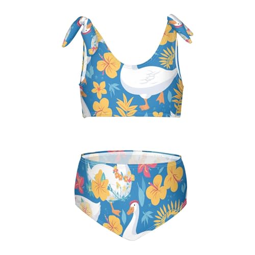 KLL Cute Goose Girl 2 Piece Bikini Sets Scoop Neck Swimsuit Swimwear Adjustable Strap