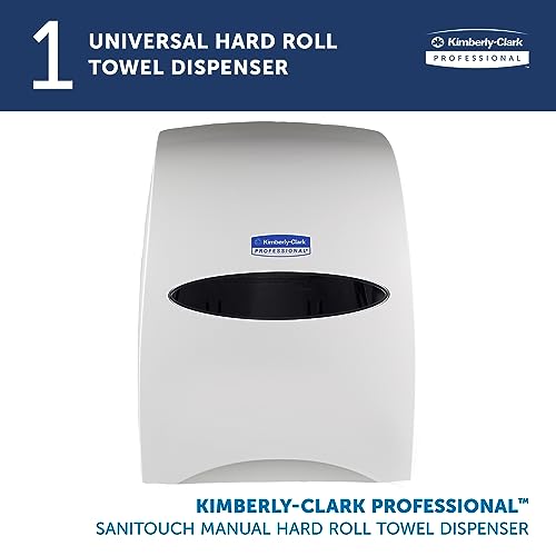 Image of Kimberly-Clark Professional Manual Hard Roll Paper Towel Dispenser (09991) | White, Wall Mounted, Compatible with Universal 1.5 inch Core Towels