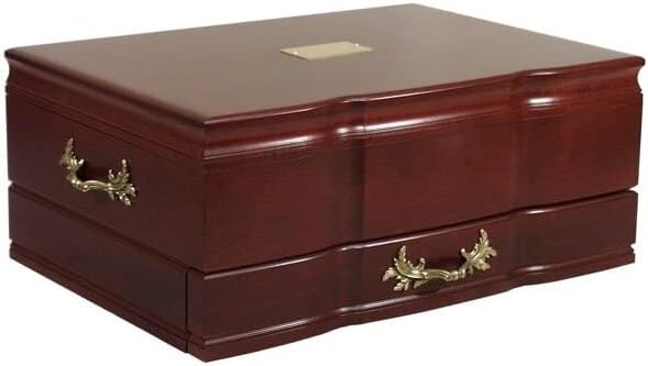 Company - GRANDEUR, Solid Cherry One Drawer, sculpted Flatware Chest (Rich Mahogany)