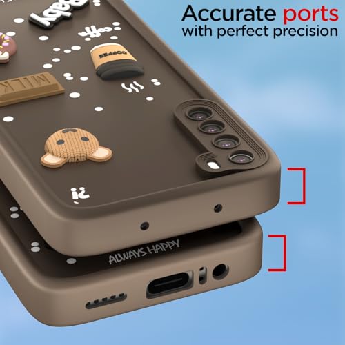 Image of Outlouders Back Cover for Redmi Note 8 | 3D Cartoon Cute Fun Bear | Silicone Full Body Protection Bumper Case (Brown)