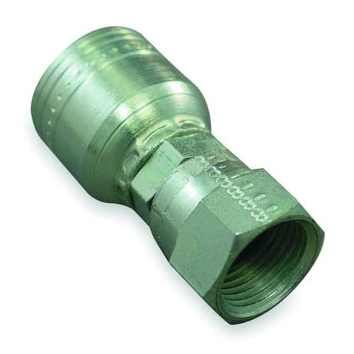 Image of Aeroquip 1AA4FJ4 Carbon Steel Global TTC (Thru the Cover) Crimp Hose Fitting Female JIC Swivel, Straight, 1 /4 inch Hose ID, 7 /16 inch - 20 Thread
