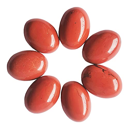 Manekieko 7 Pcs Natural Red Jasper Oval Cabochons Flatback Crystal Stone Gemstones Beads for Jewelry Making DIY,18x13mm