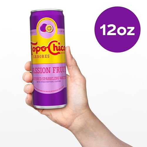 Topo Chico Sabores Passionfruit Flavored Sparkling Water, 12 fl oz, 8 Pack