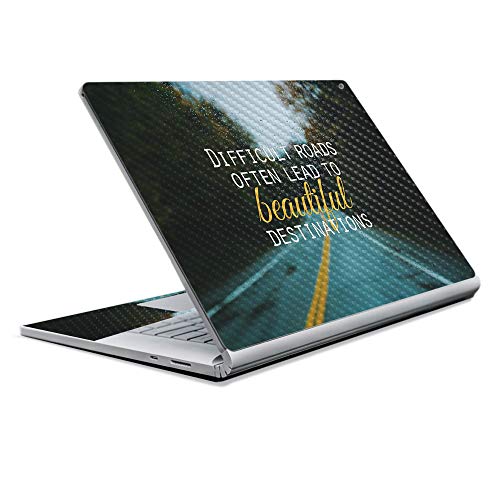 Image of MightySkins Carbon Fiber Skin for Microsoft Surface Book 2 13 inch (2017) - Difficult Road,Protective, Durable Textured Carbon Fiber Finish,Easy to Apply, Remove, and Change Styles,