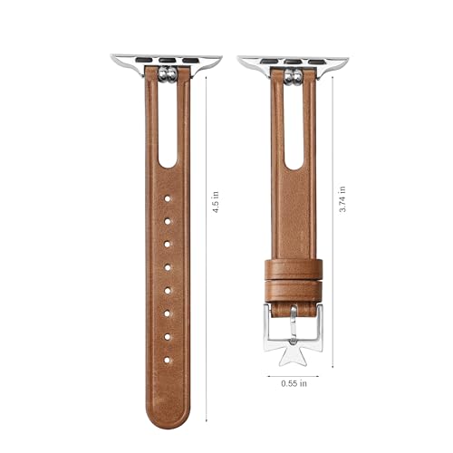 SEARME TREND Slim Leather Band Compatible with Apple Watch Band 38mm 40mm 41mm 42mm 44mm 45mm 49mm Women, Soft Iwatch Band Unique Breathable Replacement Strap for Ultra SE Series 9/8/7/6/5/4/3/2/1