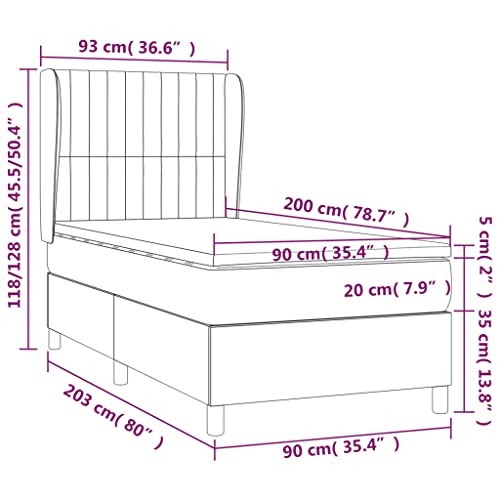 Mimdixy Funktionsbett Gästebett Stauraumbett Einzelbett,Boxspringbett mit Matratze Schwarz 90x200 cm Stoff,Für Schlafzimmer,Gästezimmer,Kann Schnell Zusammengebaut Werden – Bild 3