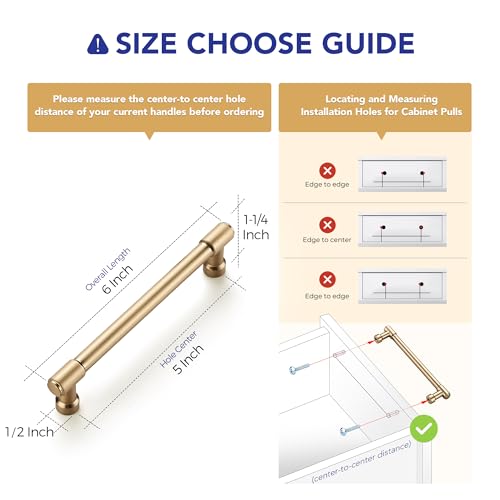 Image of Ravinte 3 Pack 5 Inch Hole Center Solid Kitchen Cabinet Handles Champagne Bronze Dresser Pulls Cabinet Drawer Pulls for Kitchen Cupboard Hardware