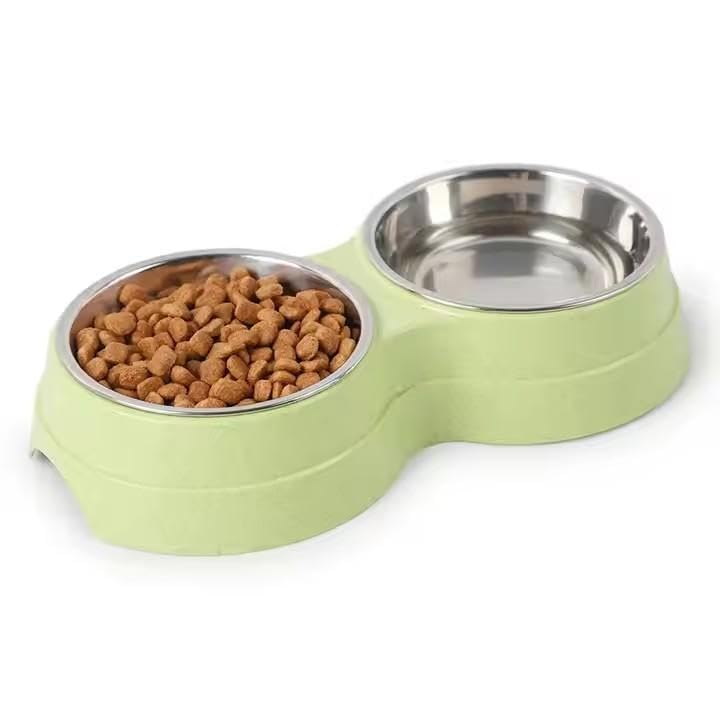 Ciotola doppia per cani, con base antiscivolo e ciotola rimovibile in acciaio inox per cibo e acqua, ciotola anti-fuoriuscita, facile da pulire, ideale per cani di piccola taglia, gatti, cuccioli