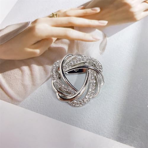 Image of CZ Twist Silk Scarf Clip Slides Brooch Lapel Pin for Women Girls Buckle Holder Wrap Scarf Ring Clasp Holder Tightener for Loose T Shirt Clothing Decoration Accessories Jewelry Party Gift