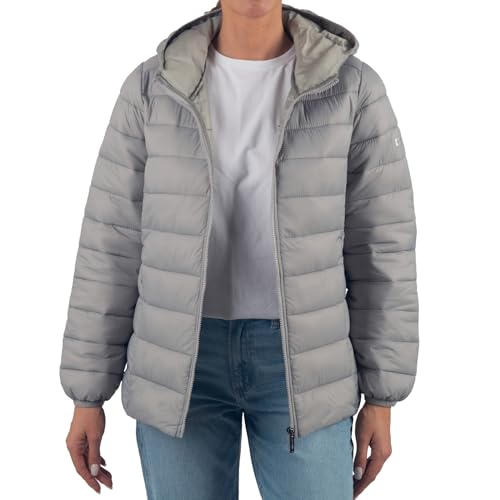 Alpine Swiss Eva Women’s Hooded Puffer Jacket | Lightweight Down Alternative Coat | Warm Water-Resistant Packable Winter Outerwear with Zip Pockets GRY XL