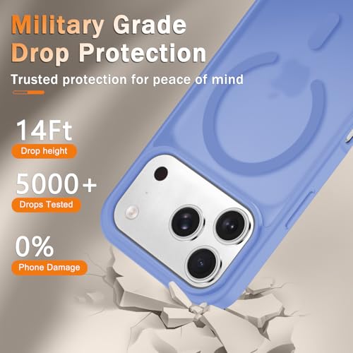 Image of YENAPOON for iPhone 17 Pro Max Case, Matte Magnetic Phone Cover [with 1 Screen Protector] [Support for MagSafe] [Shockproof Military Grade Protection] Translucent Frosted Back, Purple