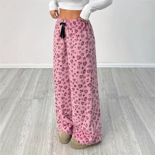 Image of Leopard Pants Women Therian Fuzzy Pajama Pants Y2k Cheetah Pants Grunge High Waisted Fluffy Pants