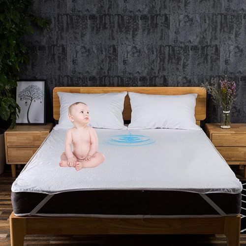 Lista de Colchoncillos y protectores de colchón favoritos de las personas. 50 IZAARMX Cubre Colchón, Algodón Terry Protector de Colchón con Tiras Elásticas Premium Silencioso y Lavable Colchoncillo, 90x200cm(35x79inch)