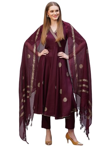 Image of ANNI Designer Rayon Blend Women Kurta Set with Pant & Dupatta