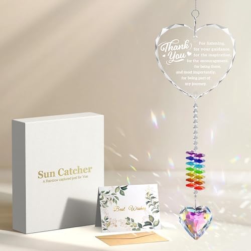 Thank You Gifts for Women - Crystal Sun Catcher Appreciation Gifts for Teacher, Friend, Nurse, Coworker, Boss, Employee - Retirement Farewell Christmas Glass Ornaments
