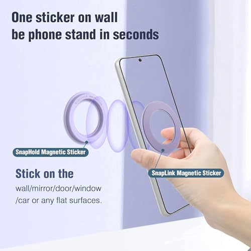 Image of Nillkin Combo of SnapLink (On Phone) + Snapshold (Wall Mount) Magnetic Sticker Converts Any Phone to Magsafe Enabled Strong Adhesion Purple Color