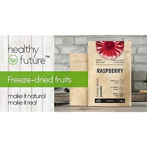 Healthy Future Freeze Dried Raspberries | Lyophilised Fruit Powder, Not Irradiated | 100% Natural, Vegan, Kosher | Free from Gluten, Sulphur, Preservatives, No Added Sugar, GMO | 1 Pack of 100 g Cover