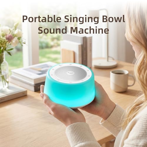 Image of Kipcush Automatic Tibetan Singing Bowl Sound Machine - 11 Healing Tones, Touch Control Night Light, Smart Timer & Memory, Plug-in Sound Therapy Device for Yoga, Meditation, Sleep & Stress Relief