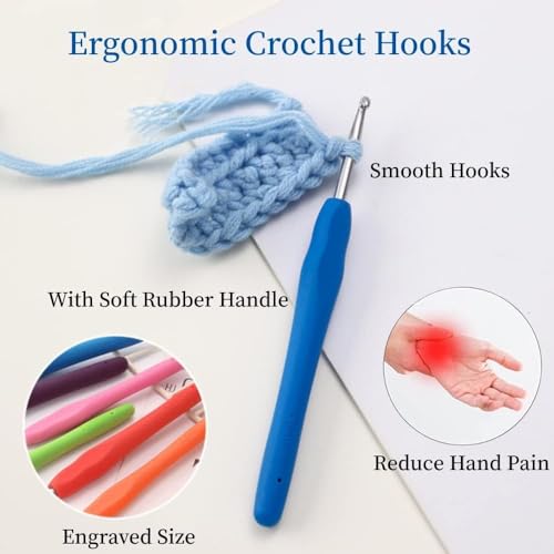 Cftfabms ECH-SCH-14 Crochet Hook Set,14 Sizes Crochet Hooks Ergonomic Soft Grip,Crochet Hooks thumb #3