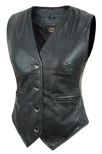 Leather Vest Women Button-Up Waistcoat Real Leather Sleeveless Biker Vest Business Classic3