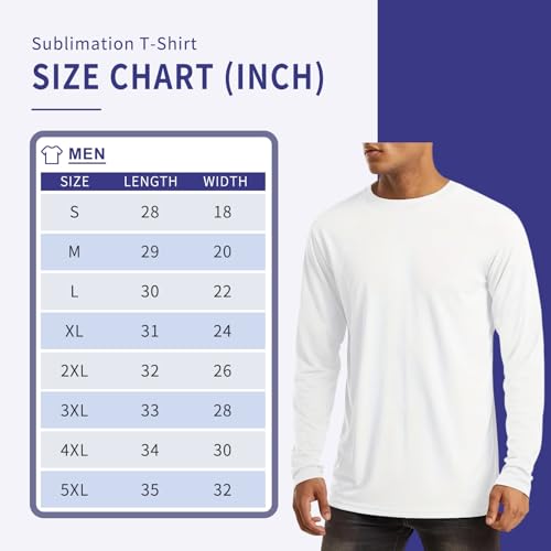 6 Pack Long Sleeve Polyester Adult Tshirts for Sublimation Heat Press White Blank Crew Neck2
