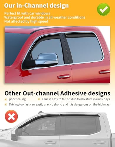 Image of Window Visors Rain Guards for Dodge RAM 1500 Crew Cab 2019-2026