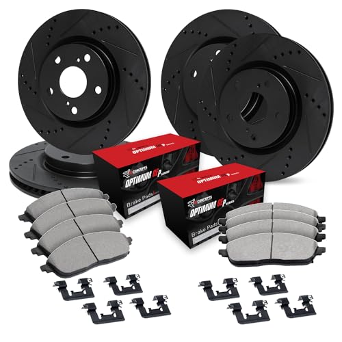 R1 Concepts Front Rear Brakes and Rotors Kit |Front Rear Brake Pads| Brake Rotors and Pads| Optimum OEp Brake Pads and Rotors |Hardware Kit|fits 2020-2022 Subaru Legacy, Outback